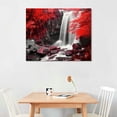 thumbnail image 2 of COMIO Forest Canvas Wall Art Red and Black Bathroom Wall Decor Fall Pictures Mountain Waterfall Landscape Poster Tropical Tree Painting Nature Scenery Artwork for Living Room Home Decorations, 2 of 4