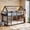 Black, variant on HiJob Twin Over Twin House Bunk Bed for Kids with Storage Stairs, LED Lights & Clothes Rack, Low Profile Metal Bunk Bed Frame with Guardrails, White