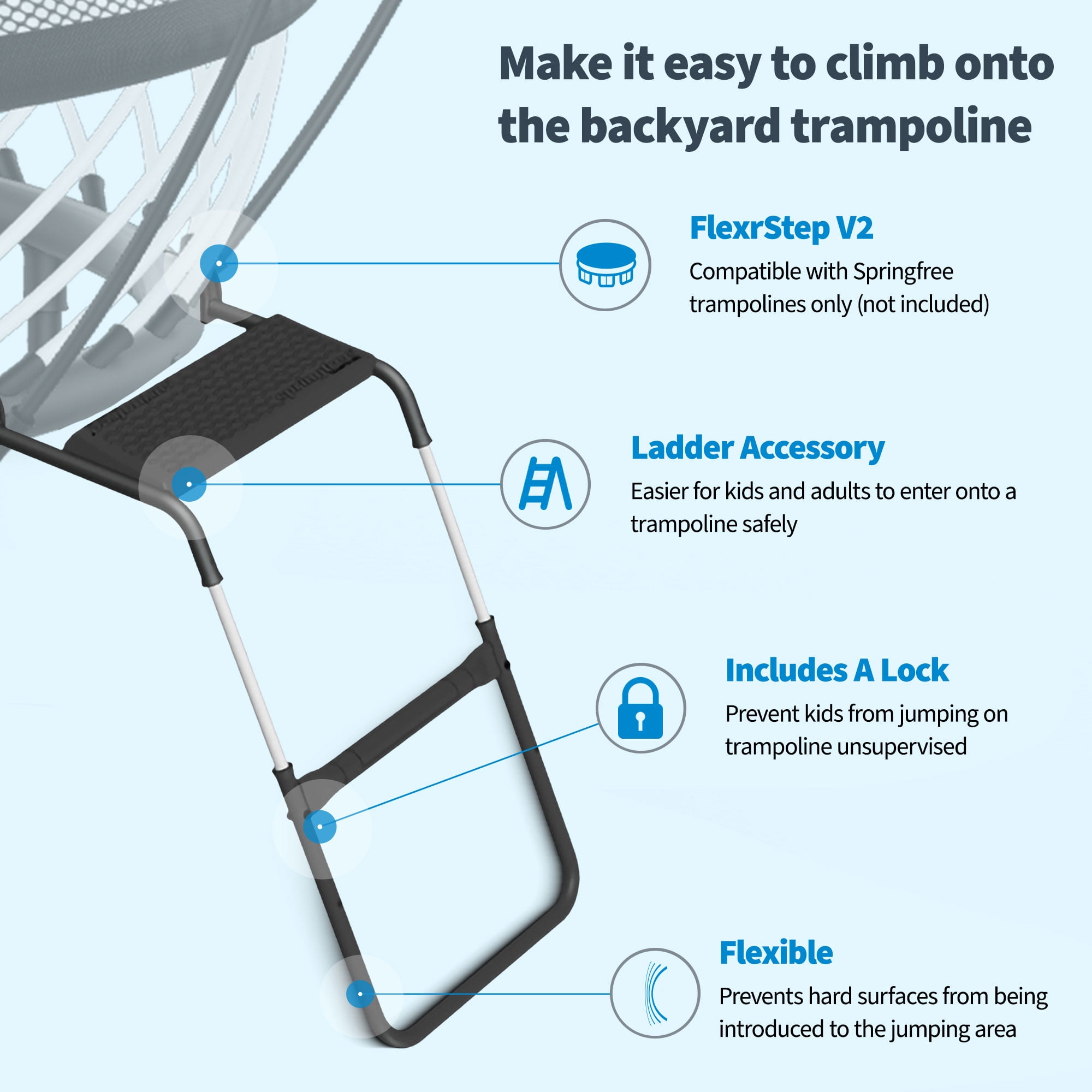 Springfree Trampoline 12' x 19' Trampoline w/ FlexrStep V2 Ladder Accessory