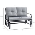 thumbnail image 3 of Outsunny 2-Person Outdoor Glider Chair, Patio Double Rocking Loveseat with Steel Frame and Cushions for Backyard, Garden and Porch, Grey, 3 of 9