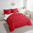 thumbnail image 3 of Feelyou Damask Floral Red Bedding Comforter Set 7pcs, Hippie Tribal Abstract King Bedding Sets, Western Modern Fashion Reversible Bed Sheets, Breathable Home Decor, 3 of 7