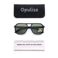 thumbnail image 4 of OPULIZE LUX Aviator Polarized Sunglasses - Anti-Glare Eyewear for Women Men - UV & Eyestrain Protection - Classic Aviator Style Glasses - Dark Green Lenses, Black Frame - Pack of 1, 4 of 8