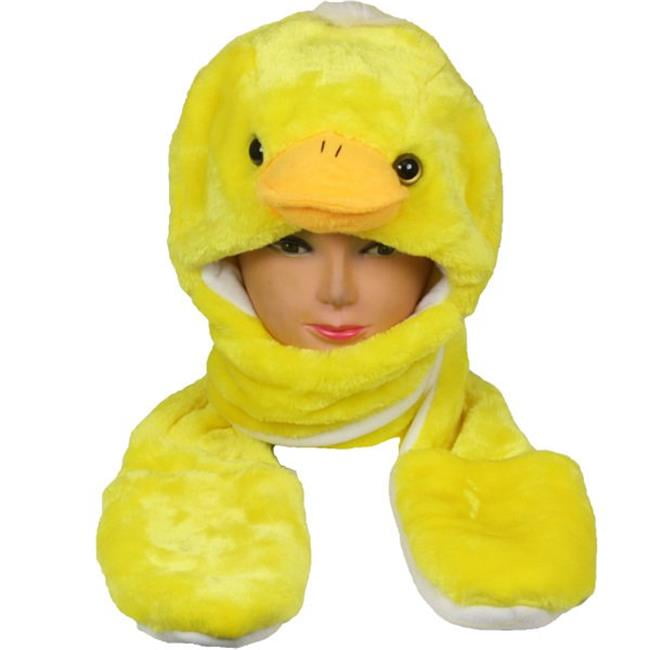 Yellow Duck Animal Winter Hat with Mittens Case of 50