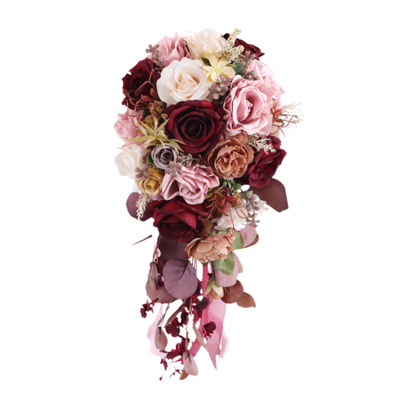 balikha Wedding Bouquet Bridal Bouquet Elegant Artificial Flowers Bride Holding Bouquet for Anniversary Ceremony Wedding Centerpieces