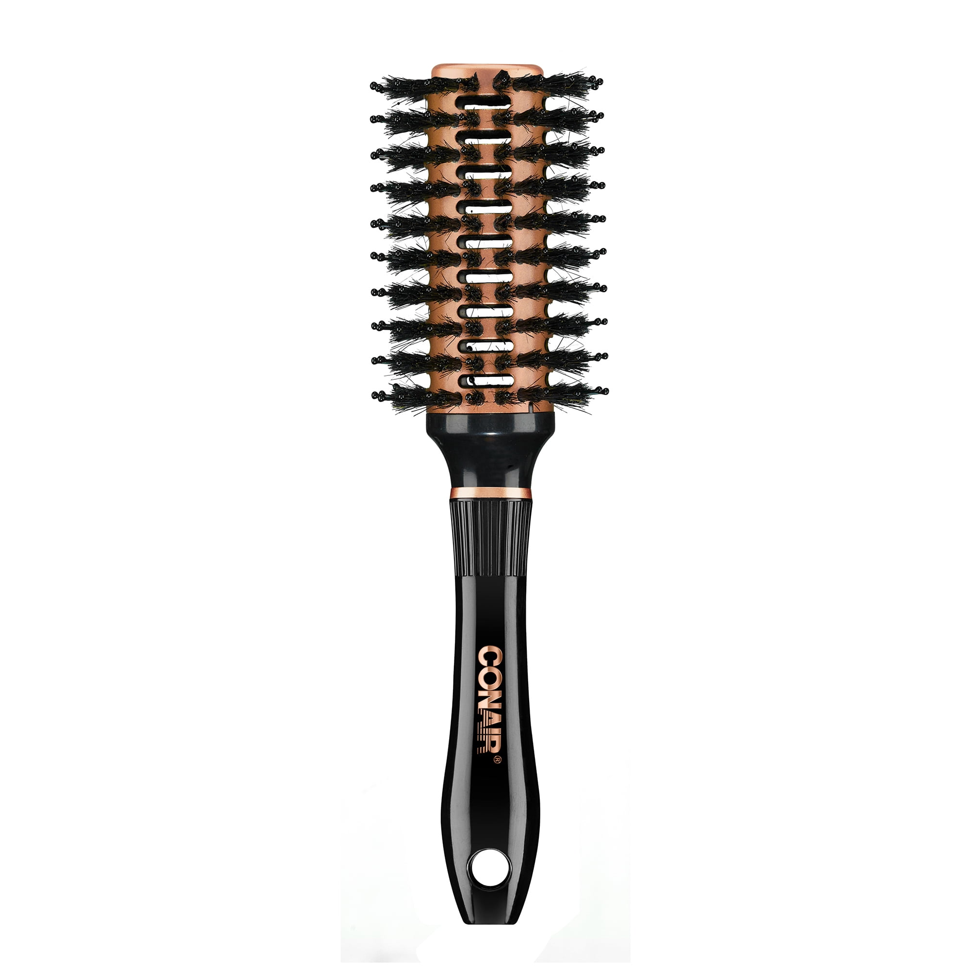 Conair Quick Blow-Dry Copper Collection Vented Porcupine Round Hairbrush with Boar and Nylon Bristles for Smoothing and Styling, 1ct