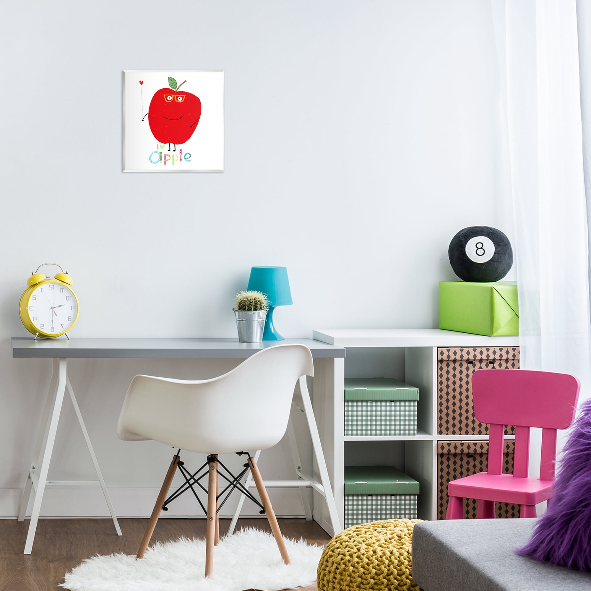 Stupell Industries Fun Smiling Apple Food & Beverage Painting Unframed Art Print Wall Art, 12 x 12