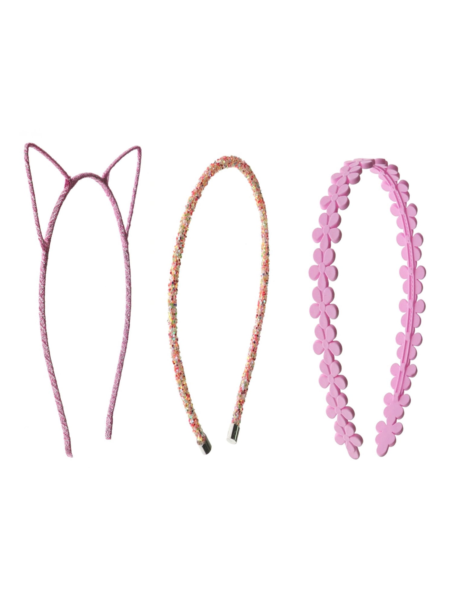 Wonder Nation Girls' Sparkle Cat Ear Headbands, 3-Pack