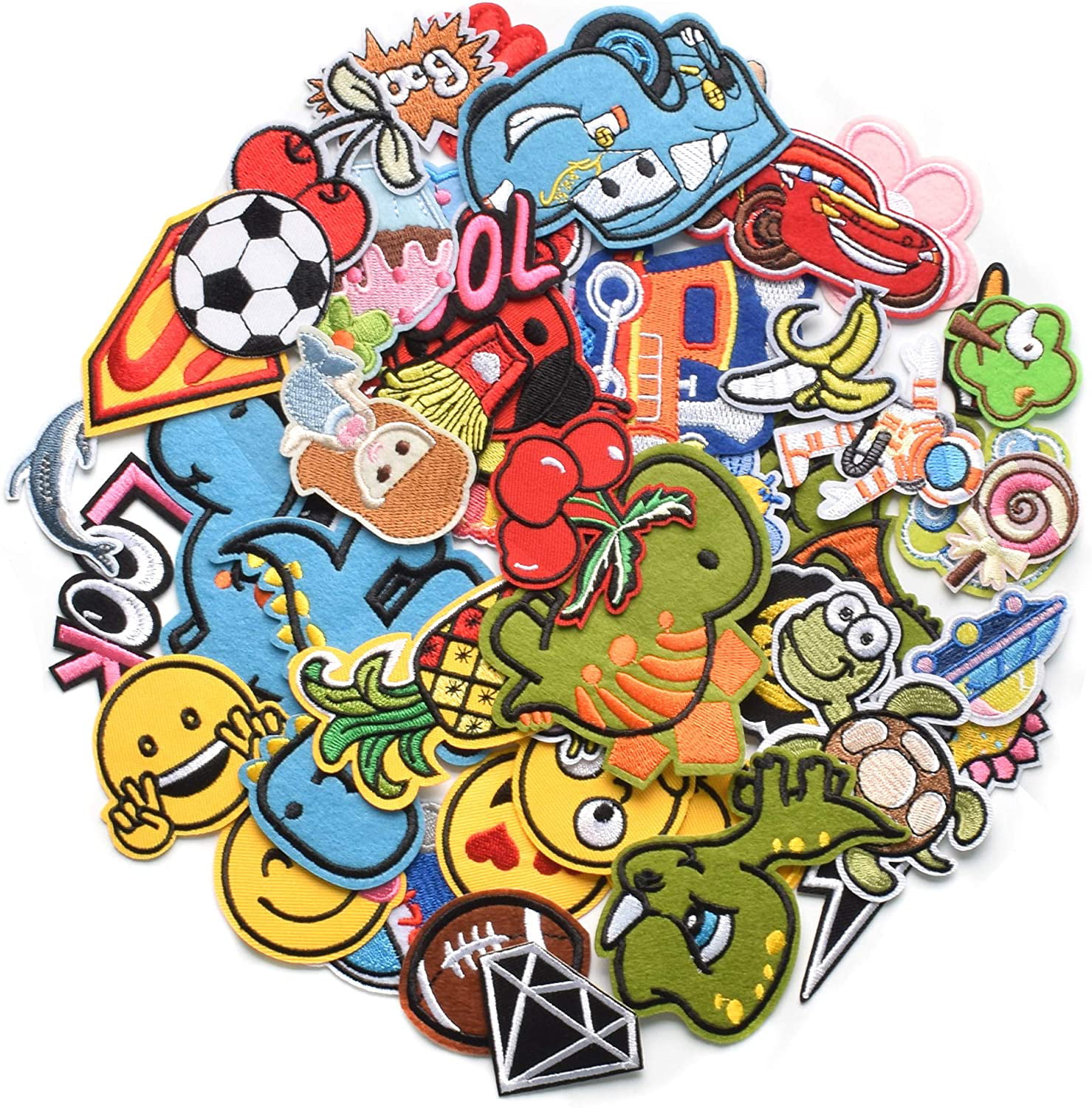AXEN 60PCS Embroidered Iron On Patches DIY Accessories, Random Assorted  Decorative Patches, Cute Sewing Applique for Jackets, Hats, Backpacks,  Jeans, 60 Pieces Package 60PCS Random