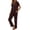 Brown, variant on 2 Piece Pajamas for Women Set Solid Color Casual Crew Neck Short Sleeve Shirts with Pants Lounge Sets Soft Loose Fit Sleepwear Brown M
