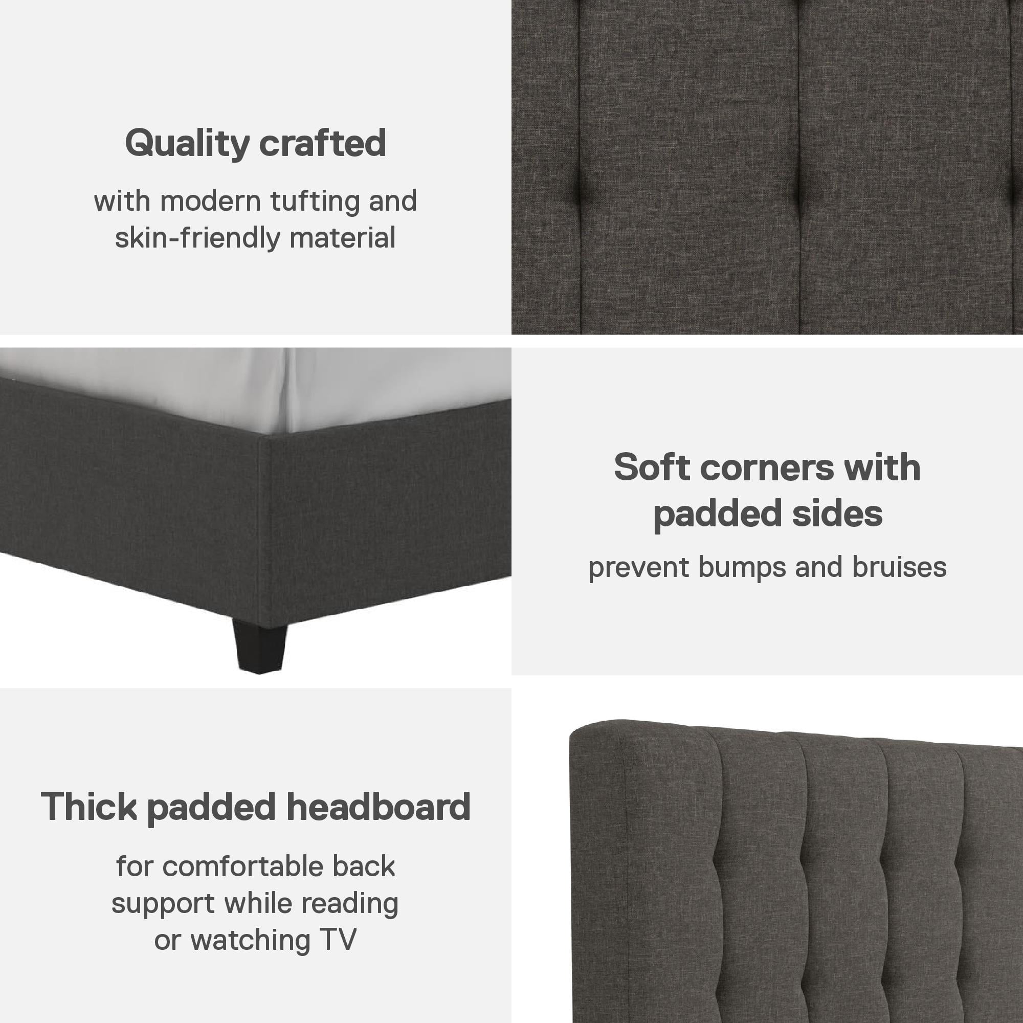 DHP Emily Upholstered Bed, Gray Linen, King