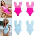 thumbnail image 2 of Women High Waist Monokini Swimming Costume Flounce Swimwears Piece Bathing Suit Monokini Ladies V Neck Push Up Swimsuit, 2 of 9