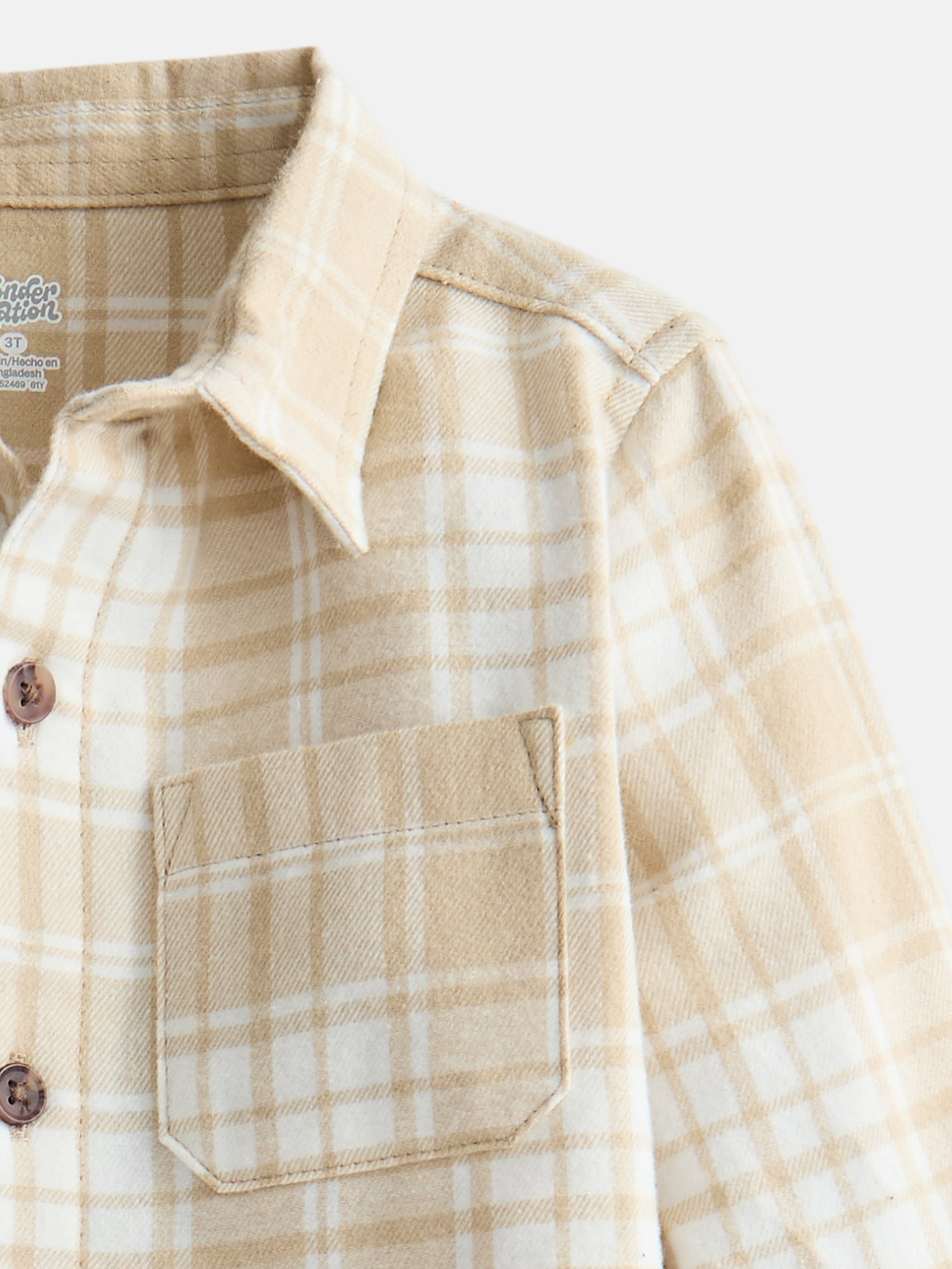 Wonder Nation Toddler Boys' Flannel Shirt with Long Sleeves, Sizes 12M-5T