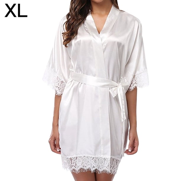 Mujeres Sexy Encaje Camisón Ropa de dormir Ropa interior Bata Albornoz Regalo, Blanco, XL seitruly XX000136-14