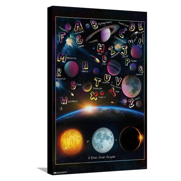 Ali Chris - The Solar System: Total Eclipse Letters Canvas Wall Poster, 14.725" x 22.375"