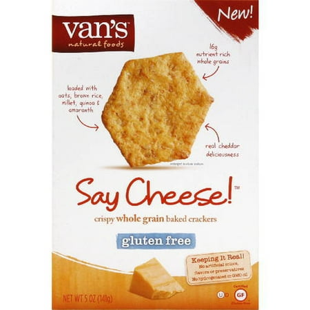 Van's Say Cheese! Crispy Whole Grain Baked Crackers, 5 oz, (Pack of