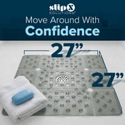 SlipX Solutions 27 x 27 Extra Large Square Shower Mat in Translucent Gray