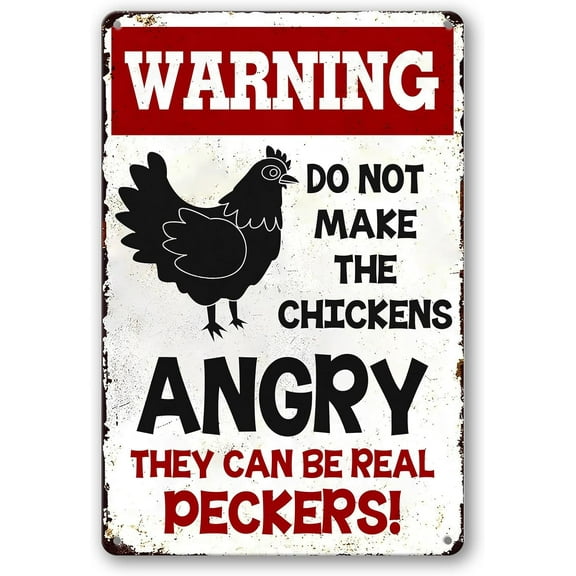 Chicken Coop Signs Warning Do Not Make The Chickens Angry Tin Sign Funny Outdoor Metal Chicken Signs Chicken Farm Sign Wall Decor Gifts 8x12 Inch