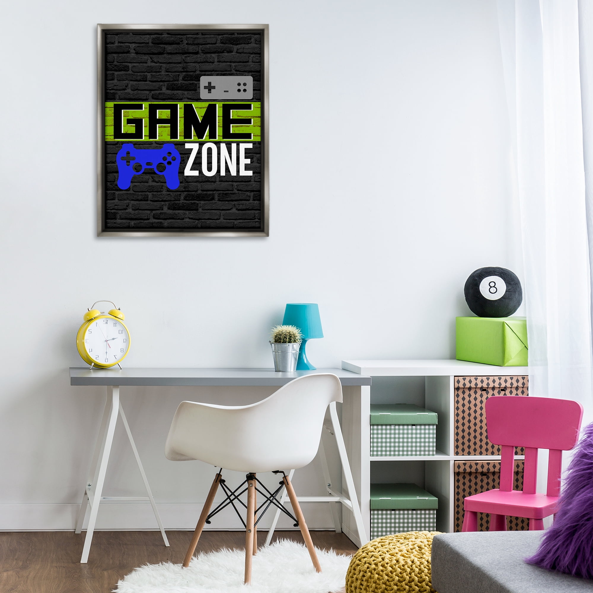 Stupell Industries Vintage Game Zone Typography Painting Gray Floater Framed Art Print Wall Art, 25 x 31