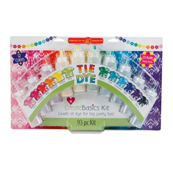 Create Basics Tie Dye 12 Color Party Kit, 20 Bottles Included, Tie Dye Kit