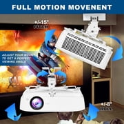 Projector Mount, White Projector Ceiling Mount Bracket Fits Flat or Sloped Ceiling Height Adjustable with Extendable Length