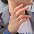 thumbnail image 4 of Anillos de acero inoxidable para mujer, joyería de temperamento Simple, letra abierta, flor, Color dorado, regalos de aniversario, 4 of 4