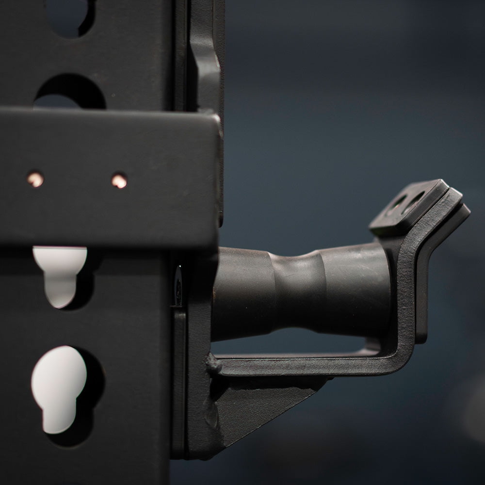 Titan Fitness TITAN Series Quick Release Roller J-Hooks, 1000 LB Capacity, Fits 3" x 3" Tubular Steel, 24mm Pop-Pin