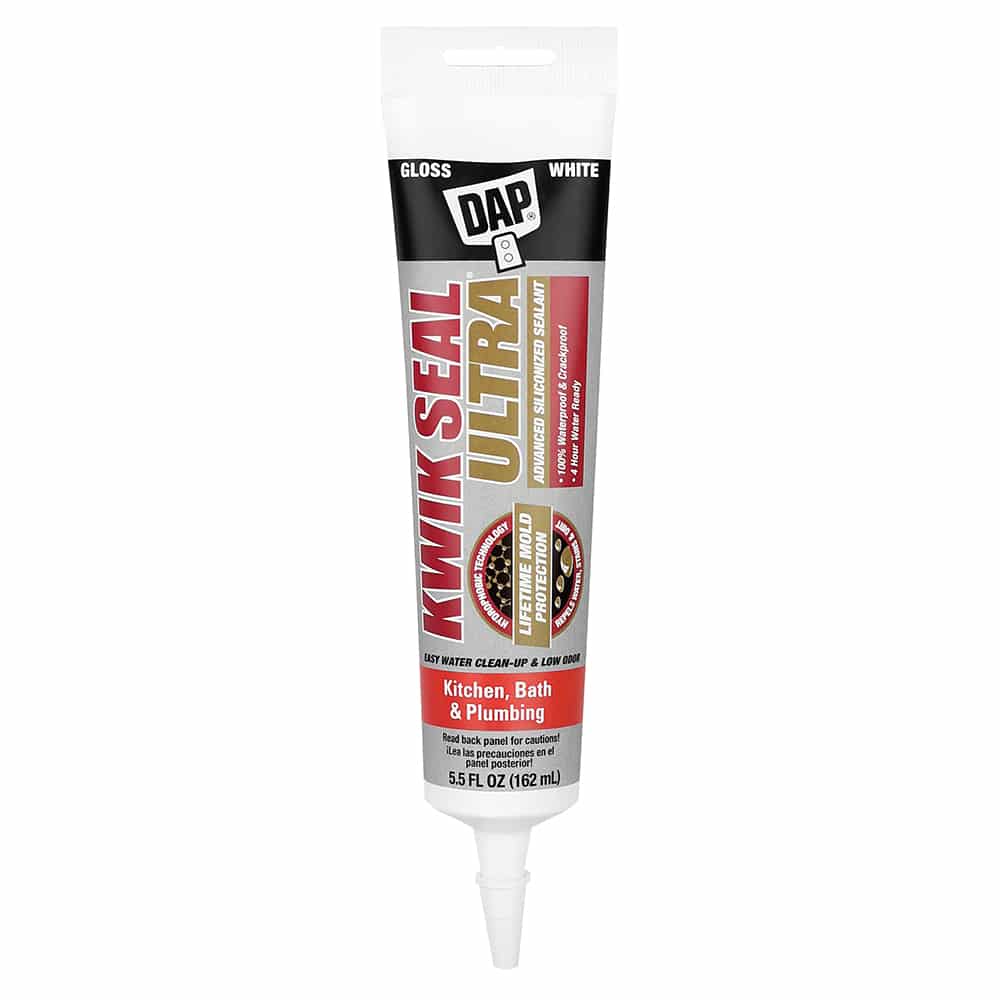 DAP Kwik Seal Ultra Premium Silicone Caulk, White, 5.5 oz