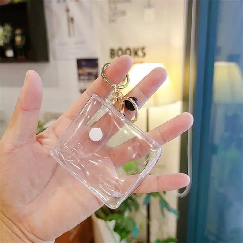 PVC Transparent Bag Keychains Cartoon Doll Blind Box Storage Bag Earphone Coin Purses Pouch Bag Pendant for Women Kids Gift