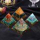 thumbnail image 2 of Xiao Hua 1 bola azul + piedra triturada natural de color, adorno piramidal de cristal de resina, artesanía de resina, adorno energético para decoración del hogar, 6 cm, 2 of 4