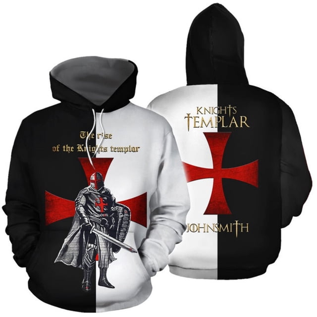 Sudadera con capucha de los caballeros templarios para hombre, chaqueta cruzada Medieval, suéter con estampado 3D completo, chándal de Carnaval