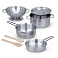 thumbnail image 1 of Melissa & Doug Stainless Steel Pots and Pans Pretend Play Kitchen Set for Kids (8 pcs), 1 of 9