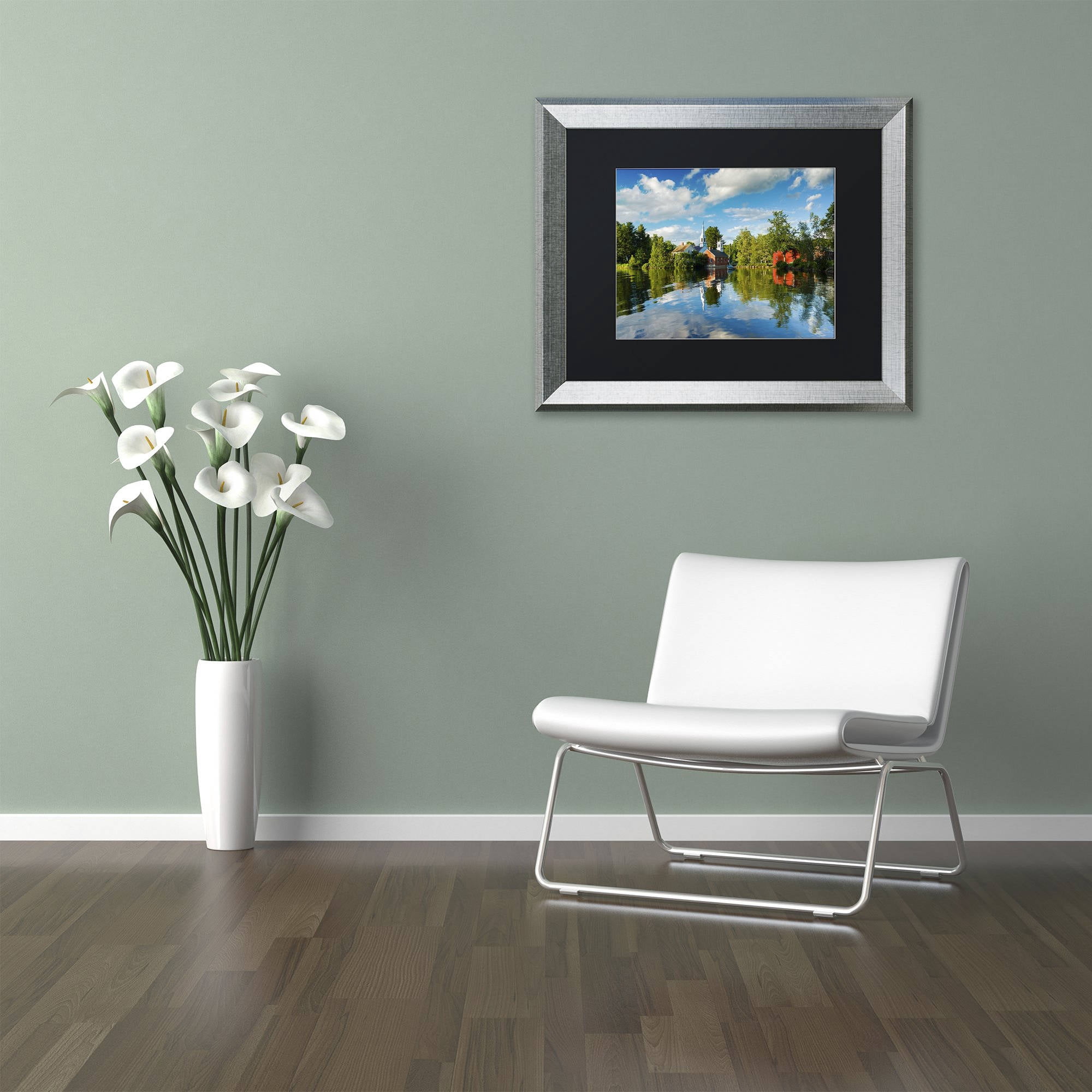 Trademark Fine Art "Old Town Reflection" Canvas Art by Michael Blanchette Photography Black Matte, Silver Frame