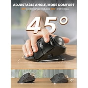 Ergonomic Wireless Trackball Mouse, Adjustable Angle, Thumb Control, Quiet Click, Rechargeable, Multi-Device Bluetooth & USB, for Windows Mac-Black Ball