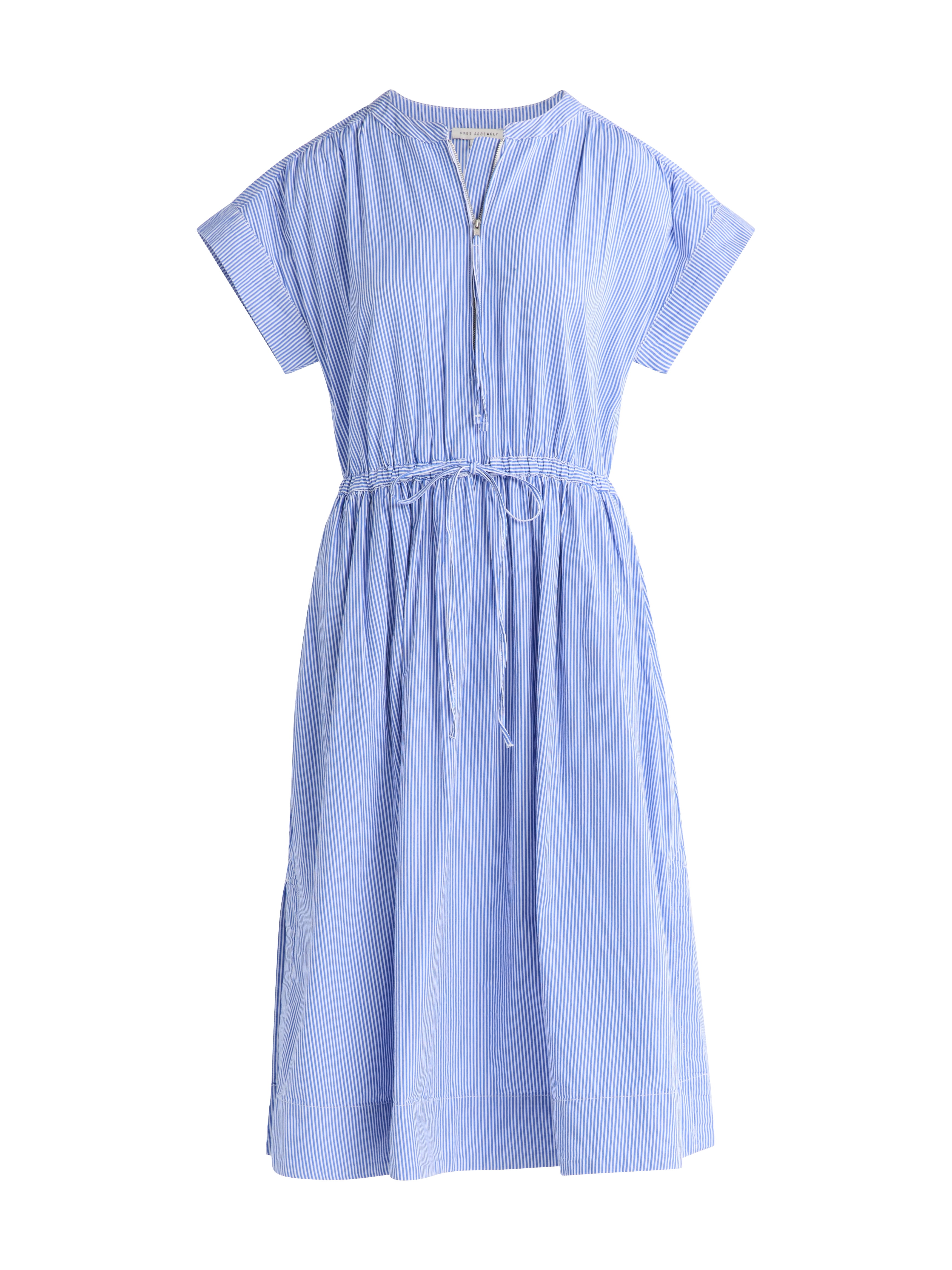 Free Assembly Women's Cotton Midi Shirtdress with Drawstring Waist, Sizes XS-XXL