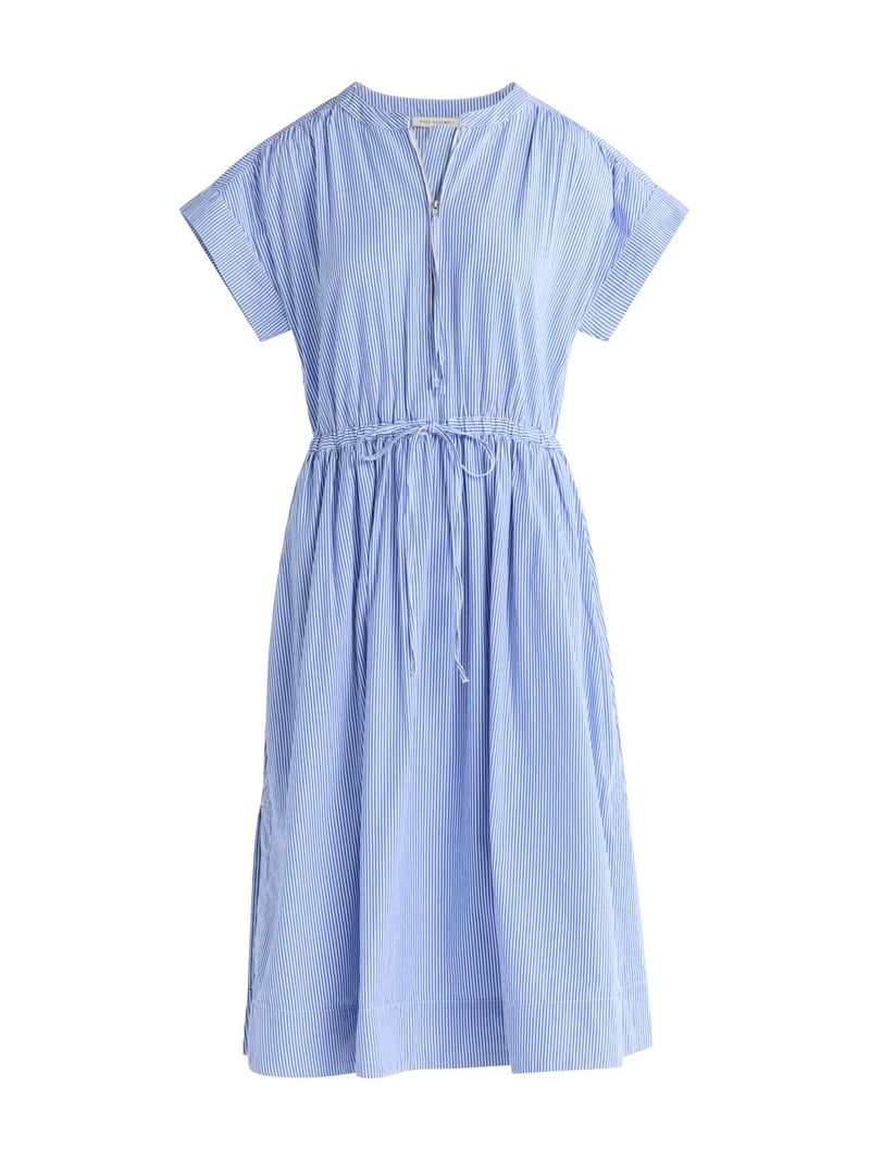 free assembly blue and white striped dress Blue Circle Fringe Crochet Midi Dress – Wood + Wave main image 1