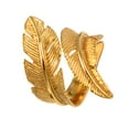 thumbnail image 3 of Anillo de acero inoxidable para hombre, estilo vintage, con plumas, delicado, accesorio elegante para novios, maridos y amigos, talla 10, dorado., 3 of 7