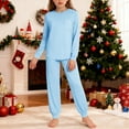 thumbnail image 2 of Fesfesfes Kids Solid Color Long Sleeve Top and Pants Set Casual Comfortable Outfit for Boys Girls Age 5 to 14 Years Soft Everyday Wear Matching 2 Piece Coordinated Clothes(Light Blue,9-10 Years), 2 of 9