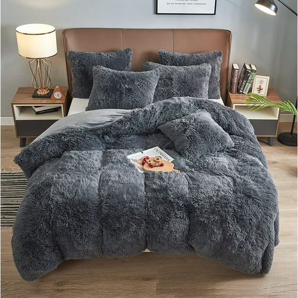 BLEUM CADE Luxury Fluffy Fuzzy Twin Bedding Comforter Set，3 Pieces