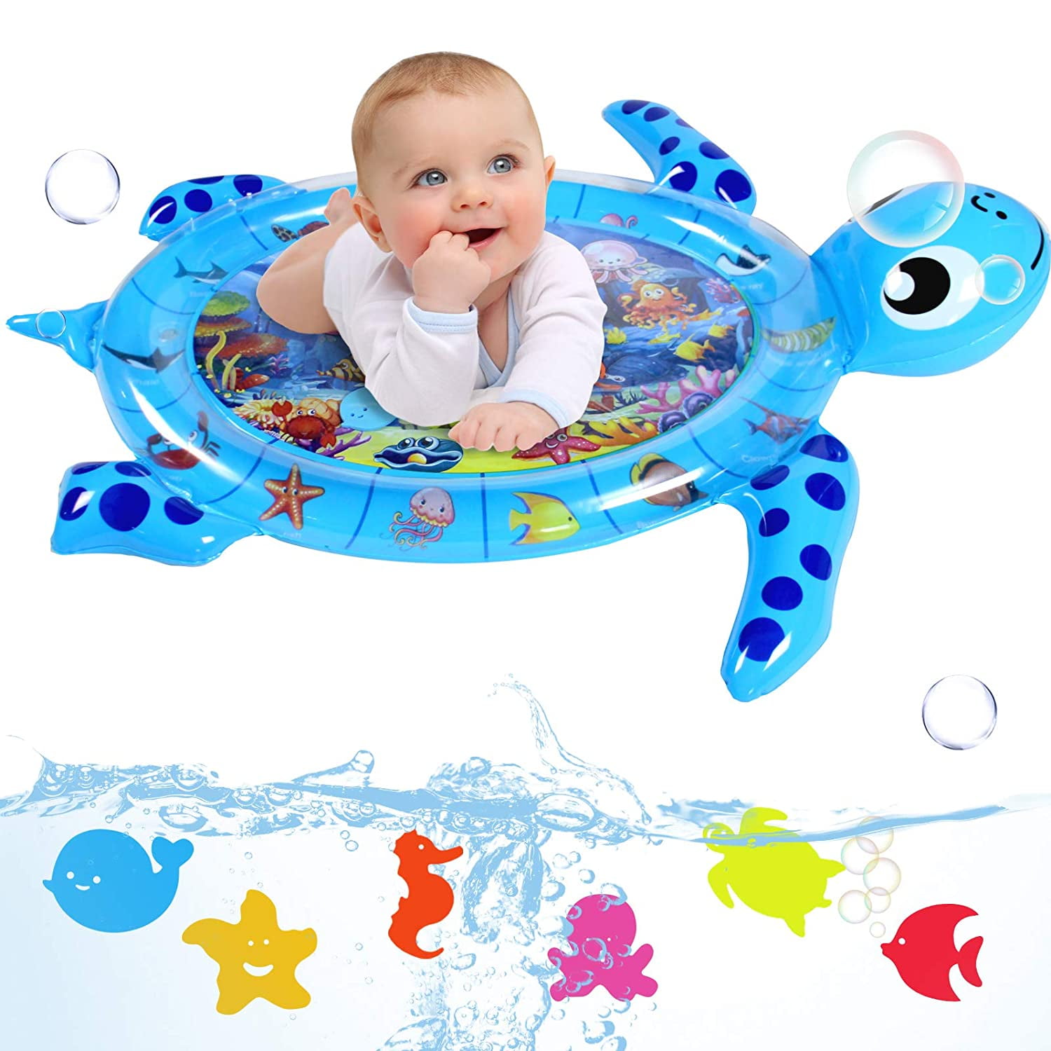 gebra Inflatable Tummy Time Water Mat Sea Turtle Shape Infants & Toddlers Play 