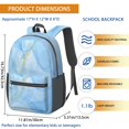 thumbnail image 4 of 17 Inch Lightweight Backpack,PVC Waterproof Oxford Fabric, Ergonomically Designed, with Large Capacity, Aqua Blue Watercolor, 4 of 5