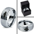 thumbnail image 4 of Tungsten Battlefield Military Tank Band Ring 8mm Men Women Comfort Fit Gray Step Bevel Edge Brushed Polished, 4 of 4