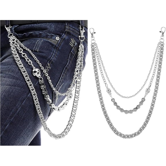 Jeans Chains Wallet Chain Pants Chain, Pocket Chain Skull Chains Hop Rock Chains Punk Gothic Metal Belt Chain Biker Trouser Chain Accessory for Men Women