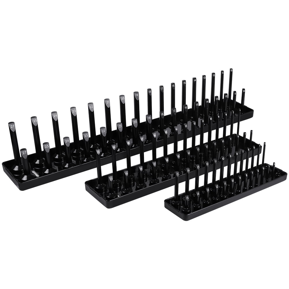 6 Pcs Socket Organizer Tray Rack Storage Holder Tool Metric SAE 1/4'' 3/8'' 1/2' 
