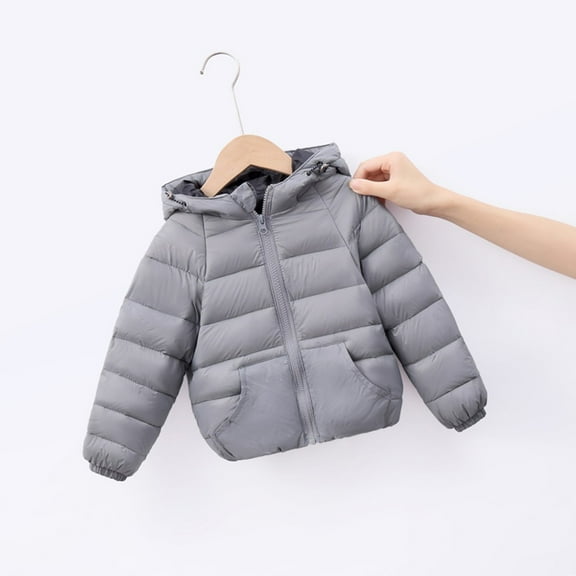 Toddler Boys Winter Coat,Kids Puffer Jacket With Pocket Zip up Winter Hoodies Coat Solid Color Long Sleeve Child Down Jacket Boys Winter Coat Size 2-3 Years