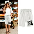 thumbnail image 2 of LIIPEE Girls Shorts Casual Children Kids Letter Printed Elastic Waist Shorts With Pockets Summer Lightweight Comfortable Breathable Soft Daily Cute Shorts,White,9-10 Years, 2 of 4
