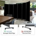 thumbnail image 5 of YASRKML 6FT 6 Panel Rolling Room Divider, Self-lockable Room Dividers and Folding Privacy Screens with Wheels, Partition Privacy Screens , Portable Wall Divider for Room Separation, Black, 5 of 6