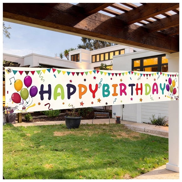 Cartel de jardín DEARIDAP de feliz cumpleaños, 50 x 300 cm, con cinta