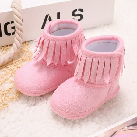 

Actoyo Baby Girls Winter Tassels Boots Toddler Prewalker Shoes First Walkers Warm Snow Booties Boot Pink 6-12 Months