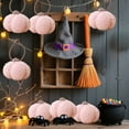 thumbnail image 6 of Loyerfyivos Fall Pumpkin Hanging Ornaments Mini Plush Fluffy Pumpkin Pendant Decorations Fabric Pumpkins Tree Crafts for Thanksgiving Farmhouse Harvest Autumn Home Party Decor (Pink), 6 of 6