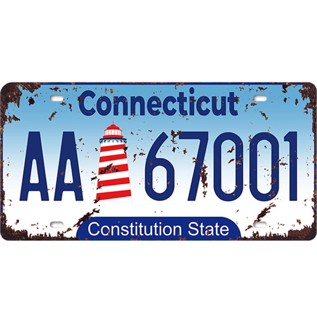 Placa metal Connecticut-AA67001 Pintura hierro rectangular Arte la pared 30x15cm